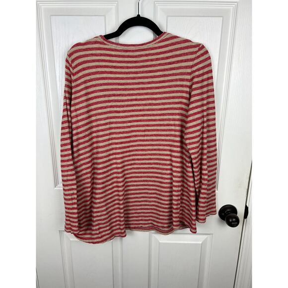 J. Jill Small Pink Stripe Pullover Long Sleeve Scoop Neck Knit Cotton Sweater - Picture 6 of 6